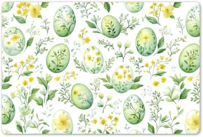 Placemats 45x30 cm - Placemat kunststof - 1 stuk - Patroon - Groen - Eieren - Borden onderleggers - Decoratie voor op tafel - Keuken tafeldecoratie accessoires - Vinyl onderlegger - Tafelversiering