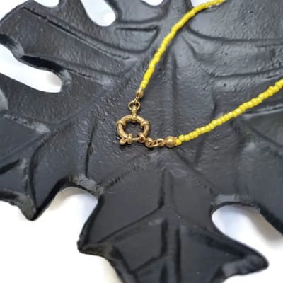 Aramat Jewels | Bedelketting | Gele Rocailles Kralenketting bedels | Goudkleur | |4mm | Staal | Volwassenen | Verkleurd niet