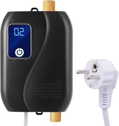 Mini Doorstroomboiler - Elektronische Boiler - Direct Warm Water - Digitaal LCD Display - 20 x 12 cm - Zwart