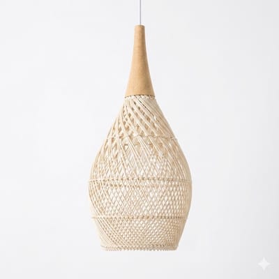 LUMÉ STORE Rotan Hanglamp - Boho Kroonluchter - Handgeweven - E27 - Sfeerverlichting - Woonkamer & Keuken - 25x50cm - Beige