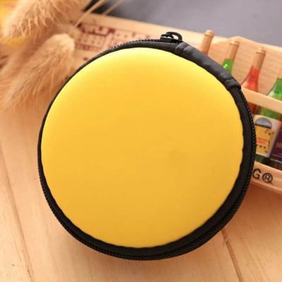 Oortjes opberg hoesje - Case - Etui - Organizer - Voor oordopjes en laadkabels - USB - Rond - Geel