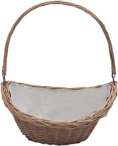 Houten mand - Opbergmand mand - Haardhout opslag - Met draaggreep - 57 x 46 x 52 cm - Bruin