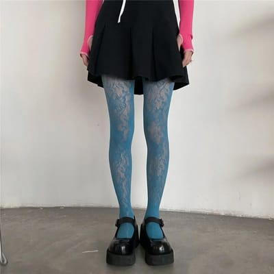 Bas auto-fixants sexy pour femmes Bas résille ajourés pour femmes Bas longs en dentelle jacquard Bas-culotte à motifs floraux Collants gray