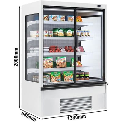 GGM Gastro Wandkühlregal - 1330mm - 455 Liter - mit 2 doppelt verglasten Flügeltüren & 4 Ablagen Wit