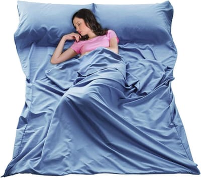 Slaapzak Liner - Reis Laken - Outdoor Reizen - Lichtgewicht Draagbaar - 200 x 116 cm - Blauw