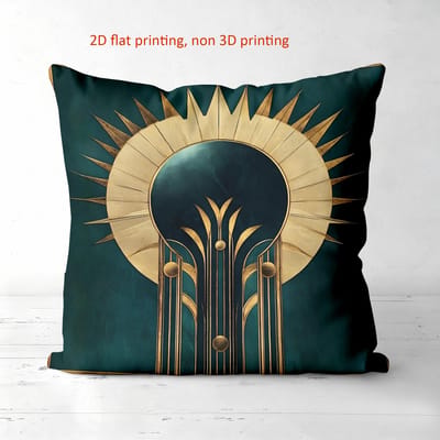 1 Pièce Style Art Déco Vert et Doré Coussin Oreiller Housse de coussin en polyester, Housse de coussin décorative pour canapé Oreiller de tête de lit 60x60cm