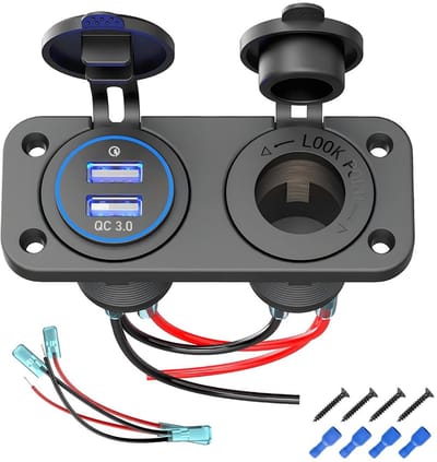 Allecto - USB-stopcontact - Auto 12 V-24 V - Eenvoudig te installeren - Zwart - Quick Charge 3.0 - Geschikt voor motorfiets, boot, vrachtwagen, car...