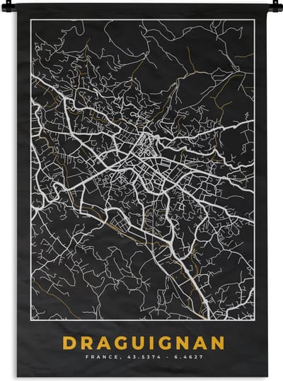 Wandkleed - Wanddoek - Frankrijk - Draguignan - Stadskaart - Kaart - Plattegrond - 120x180 cm - Wandtapijt