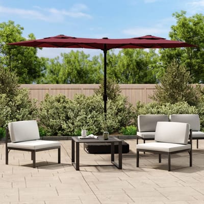vidaXL - Parasol - dubbel - dak - met - LED - 316x145 - cm - bordeauxrood