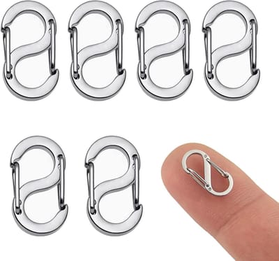 Set van 6 RVS S-vormige Karabijnhaken voor Armbanden, Kettingen en Ritssluitingen - Mini Formaat, Duurzaam en Lichtgewicht