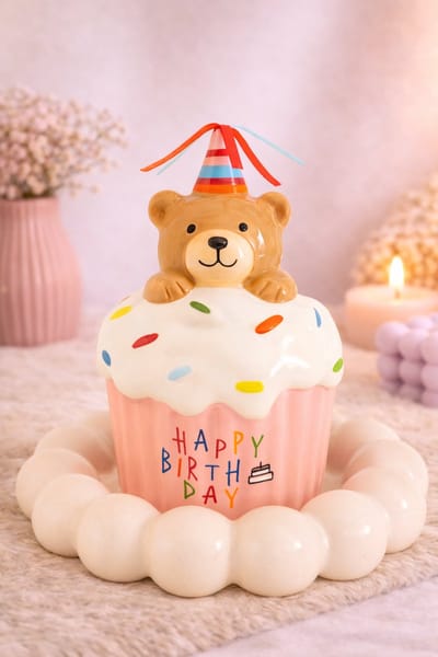 Happy Birthday Spaarpot met Beertje | Viva Femme | Baby | Kraamcadeau | Babyshower | Gender reveal | Roze