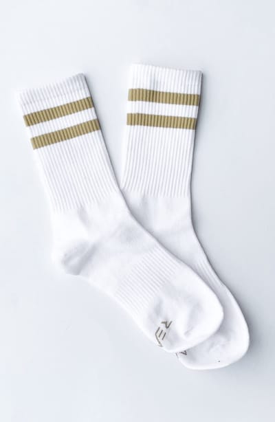 Set van 3 - REVIVE Sportsokken, unisex, kleur wit met beige, mt 36-40, biologisch katoen