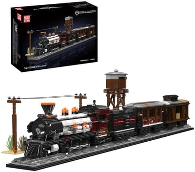 Mould King 12048 Western Steam trein retro classic bouwset | Locomotief miniatuur modelbouw | Technische educatief creator speelgoed ideas bouwpakketten voor expert volwassenen & kinderen | Niet geschikt voor Lego rails | Bouwdoos met 2722 bouwstenen