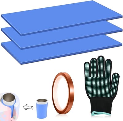 Set van 3 Silicone Bekerhouders voor Sublimatie, Inclusief Handschoenen en Verpakking, Ideaal voor Creatieve Projecten