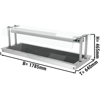 GGM Gastro Einbau Warmhalteplatte - 1800mm - 5x GN 1/1 - 2,25 kW - mit Glas-Hustenschutz Zilver