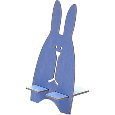 Originele Doe-het-zelf Houten Mobiele Telefoonstandaard Leuke Konijn Telefoonhouder (Blauw) blauw