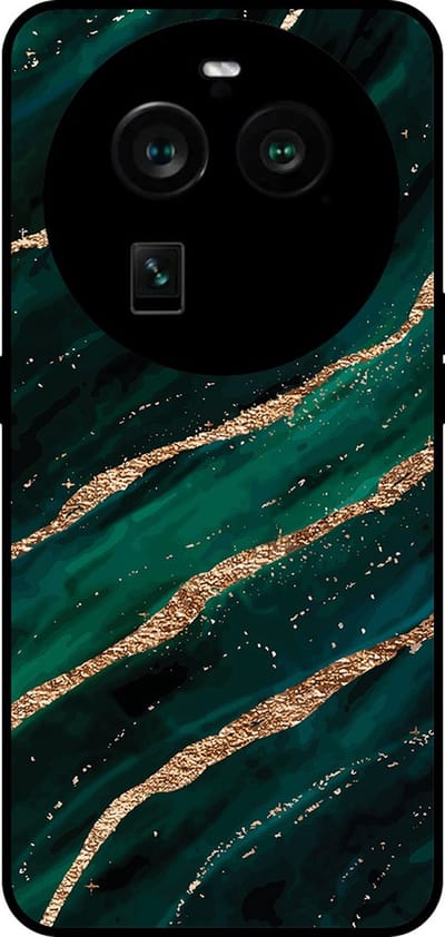 Smartphonica Telefoonhoesje Geschikt voor Oppo Find X6 Pro met marmer opdruk - TPU backcover case marble design - Groen Goud geschikt voor Oppo Find X6 Pro