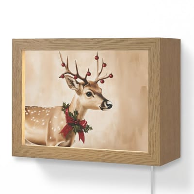 Wandlamp 20x15 cm - Oplaadbaar - Gewei - Kerst - Rendier - Rood - Wandlampen binnen woonkamer - Slaapkamer lamp met kabel - Decoratieve nachtlamp - Vloerlamp snoer