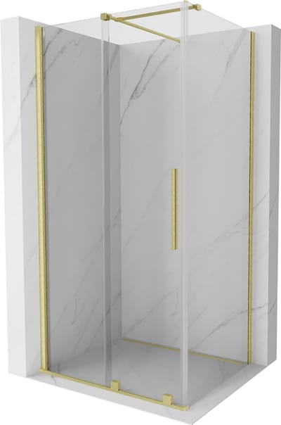 Mexen Velar douchecabine schuifdeur 90 x 70 , transparant, geborsteld goud - 871-090-070-01-55