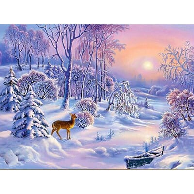 Volledige ronde boor 5D DIY Diamond schilderij sneeuw scène boom mozaïek borduurwerk kruissteek 20X30CM gray