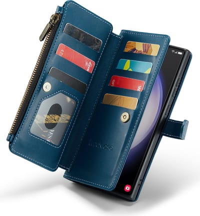 Hoesje geschikt voor Samsung Galaxy S23 Ultra - ZipCase Book Cover Case Kunstleer Smaragd Blauw