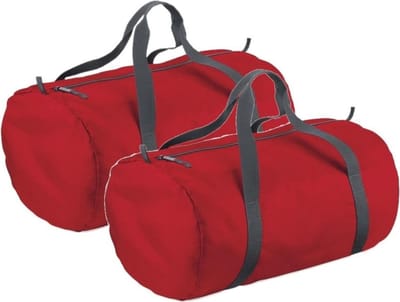 2x stuks rode ronde polyester sporttas/weekendtas 32 liter - Reistas 50 x 30 x 26 cm