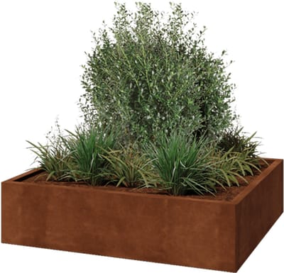Cortenstaal plantenbak - Rechthoek - 120x100x30cm - Roestkleur - Met bodem - MySteel