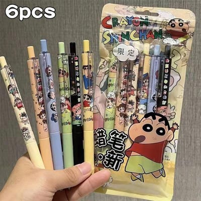 Crayon Shin chan Kantoorbenodigdheden Collectie Cadeaus Neutrale Pen 4/6 stuks Notitieboek Set Student Verjaardagscadeau Notitieboek Neutrale Pen Kantoorbenodigdheden Set