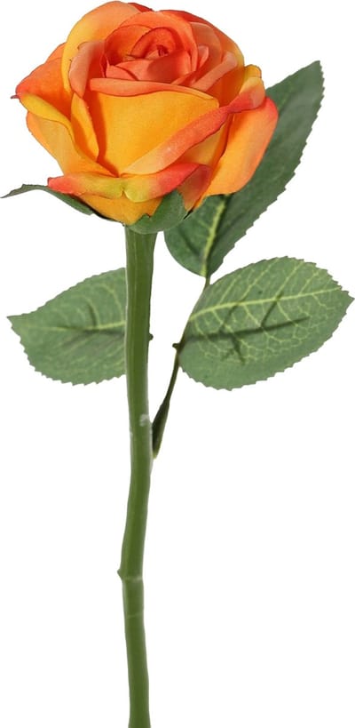 Top Art Kunstbloem roos Nina - oranje - 27 cm - kunststof steel - decoratie bloemen
