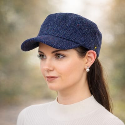 Army Cap Navy Blauw Unisex – 100% Donegal Tweed | Hatman of Ireland maat S/M