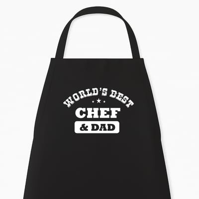 Keukenschort "World’s best Chef & Dad" | Kerstcadeau voor Papa | Vaderdag Cadeau | Zwart