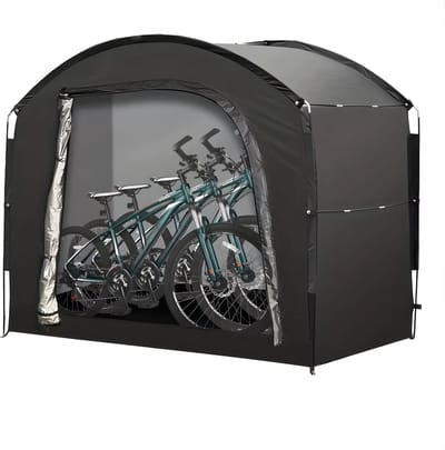 Fietsopslag Tent voor 3 Motoren of 4 Fietsen - Waterdichte Fietsenstalling 210D Zilver Gecoat