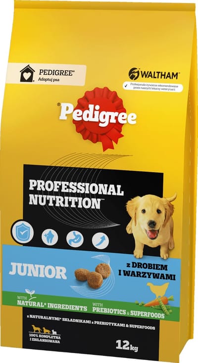 PEDIGREE® Junior Professional Nutrition - Droogvoer met Kip & Groenten - Voor Middelgrote en Grote Puppies - 12 kg