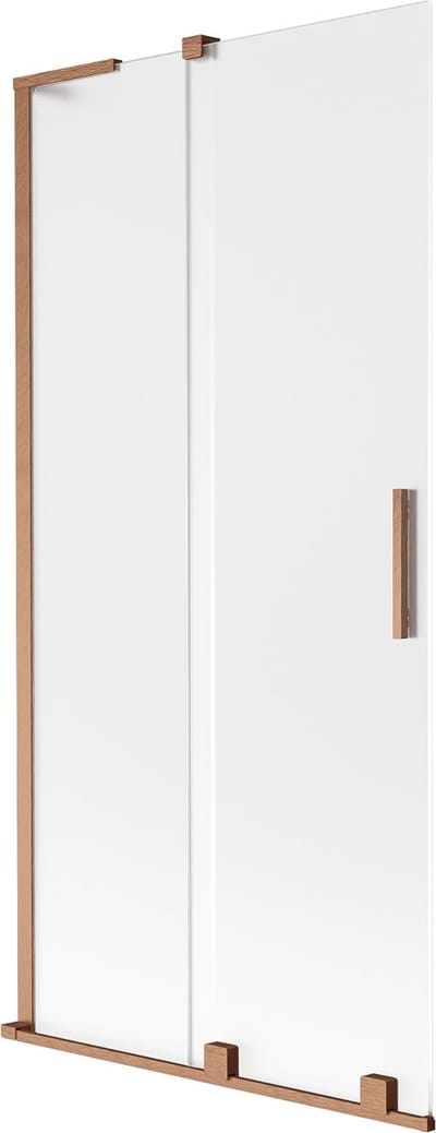 Mexen Velar L badwand scherm 2-delig verschuifbaar 90 x 150 cm, ijs, geborsteld koper - 896-090-003-31-65
