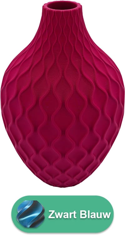 Ophira moderne vaas – Decoratieve vaas - Zwart / Blauw - 3d geprinte vaas – geschikt voor droogbloemen - 20CM