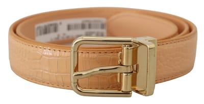 Dolce & Gabbana Beige Exotisch Leren Riem met Gouden Metalen Gesp