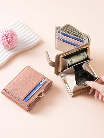 RFID Creditcardhouder - Mannen en Vrouwen Portemonnee met Kaarthouder RFID Kaarthouder -Damesportemonnee van echt leer - Roze