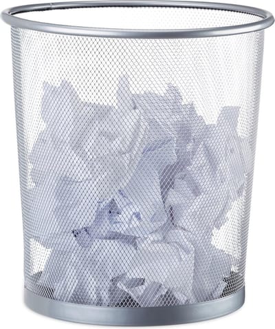 Prullenbak Papiermand Kantoor Papierbak Mesh Metaal Onbedekt Rond Bureau 16L (Zilver)