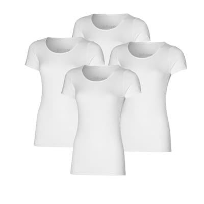 Morethansocks - Bamboe T-Shirt Dames - Maat S t/m XL - 4-Pack - rond hals - ondershirt dames - bamboe t-shirt - anti zweet shirt