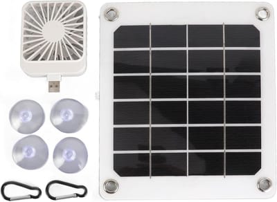 Draagbaar Zonnepaneel - Zonne-energie oplader - Outdoor opladen - Met koelventilator - 20W 5V - Zwart