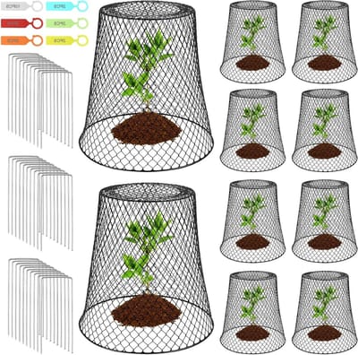 10 Stuks Metaalnetten voor Planten, Bescherming tegen Honden, Konijnen en Eekhoorns met 30 U-vormige Stangen en 20 Labels voor Tuinplanten