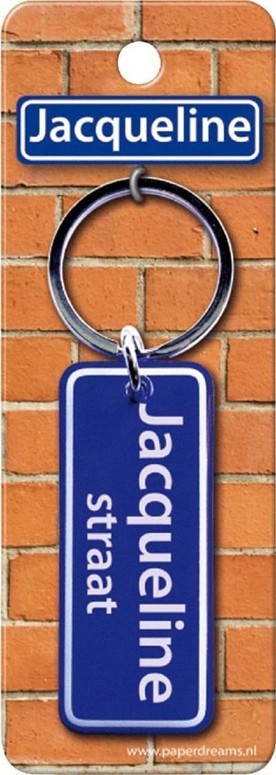 Paper Dreams Sleutelhanger Straatnaam Jacqueline 9 Cm Staal Blauw
