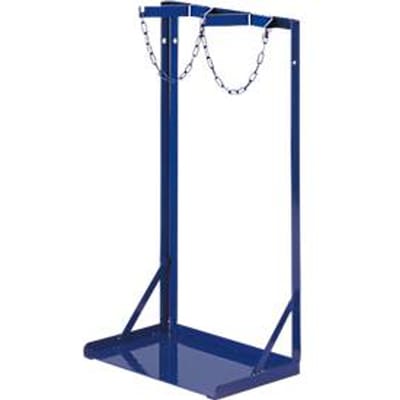Gasflesstandaard Rollcart, voor 2 flessen 40-50 l, Ø 210-250 mm, tot 200 kg, kettingslot, staal, blauw