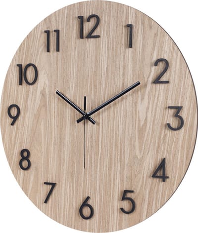 SensaHome Wandklok Florence - Moderne Ronde Klok met Cijfers - Scandinavisch Design met Hout - Ø38cm - Bruin