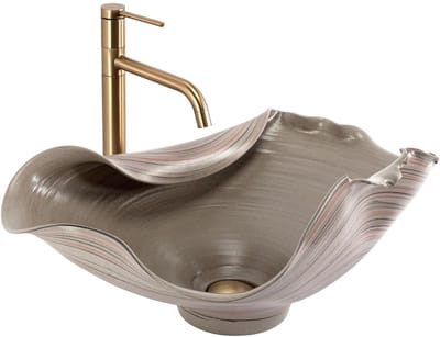 Rea Hm-17 Sanitair Keramiek Asymmetrisch - Wastafel - Beige, Bruin, Steenimitatie, Patroon - 53 X 38 X 22 Cm