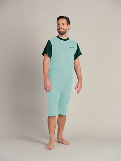 Jersey hansop | Rugritssluiting | Korte mouw | Korte pijpen  | Lichtgroen| XS