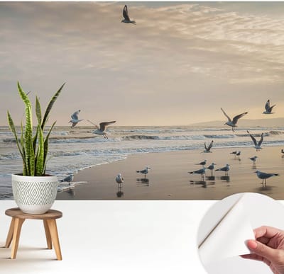 Wallfluent Zelfklevend Behang - Rust aan zee Zelfklevend fotobehang - 208x146 cm - Zwart Zelfklevend Behang - Peel-and-stick techniek - Voor de woonkamer, voor het kantoor Zelfklevend Behang