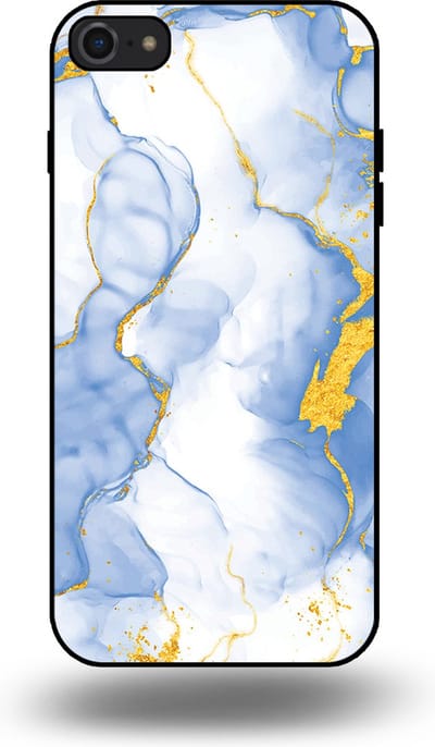 Smartphonica Telefoonhoesje Geschikt voor iPhone 7/8 met Lichtblauw Goud Marmer Opdruk - TPU Backcover Case Lightblue Gold Marble Design geschikt voor Apple iPhone 7;Apple iPhone 8