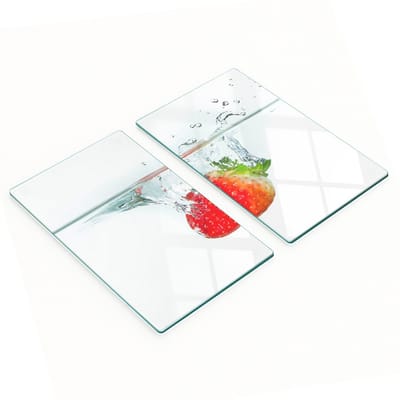 Multifunctionele decoratieve snijplanken van gehard staal voor de keuken, aardbeimotief, 2x30x52 cm