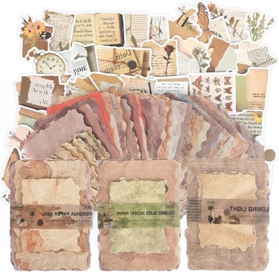 Vintage Scrapbooking Papier Set met 134 Stukken, Perfect voor Journaling, Creatieve Decoratie en DIY Projecten